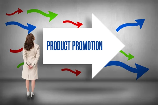 Product promotion against arrows pointing — Stock Photo, Image