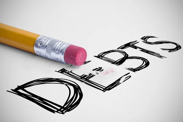 Debts against pencil with an eraser — Stock Photo, Image