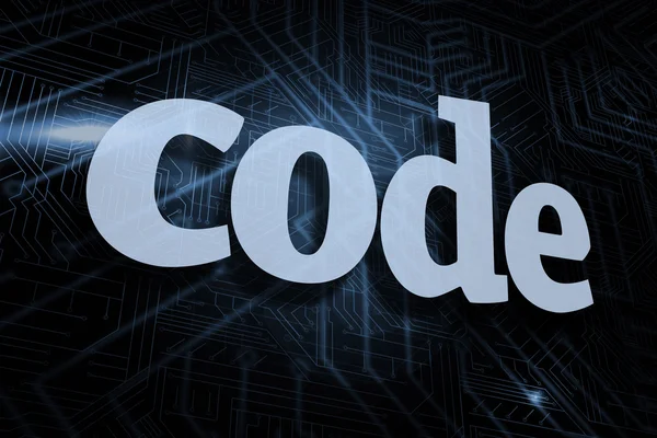 Code vor futuristischem schwarzen und blauen Hintergrund — Stockfoto