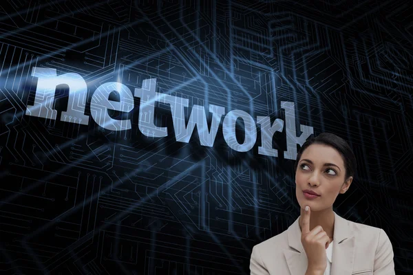 Word network and smiling businesswoman — Stock Photo, Image