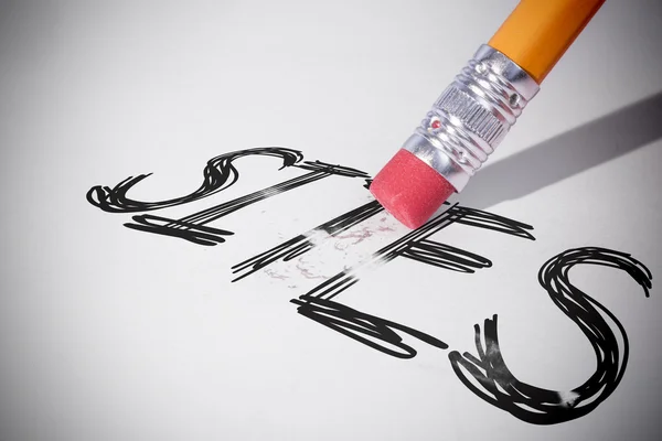 Pencil erasing the word Sites — Stock Photo, Image