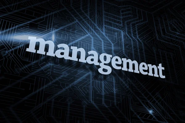 Management vor futuristischem schwarz-blauen Hintergrund — Stockfoto