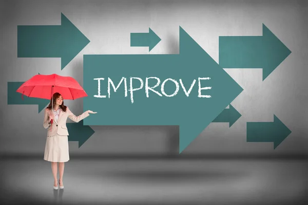 Improve - against blue arrows pointing — Stock Photo, Image
