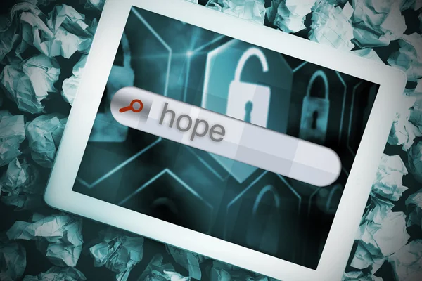 Hope in search bar on tablet screen — Stock Photo, Image