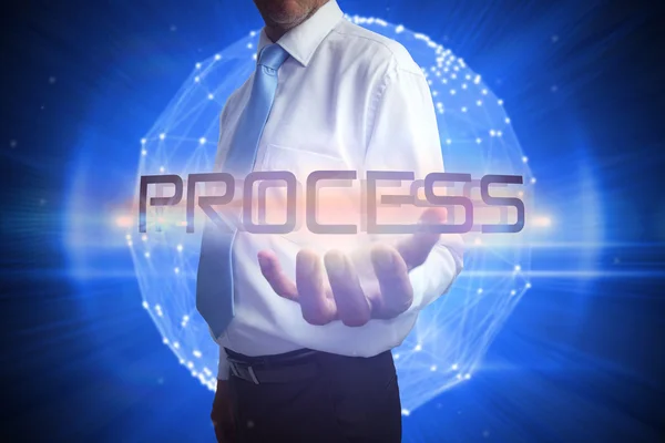 Affärsman presentera ord processen — Stockfoto