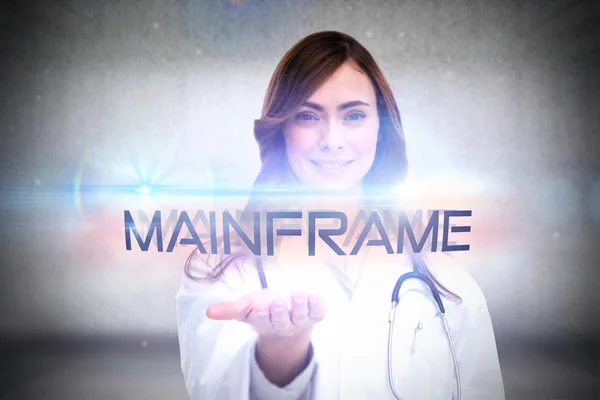 Word mainframe and portrait of female nurse — Stock Photo, Image