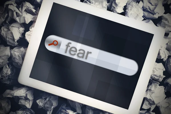 Fear in search bar on tablet screen — Stock Photo, Image