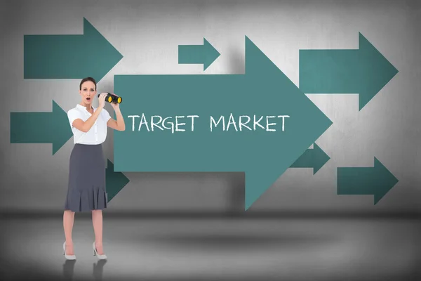 Target market  - against blue arrows pointing — Stock Photo, Image