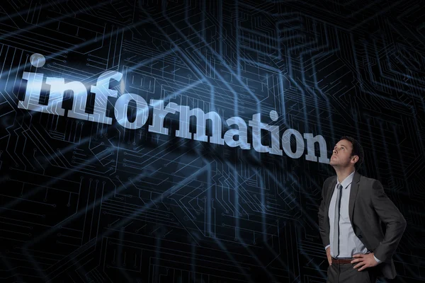 Information against futuristic black and blue background — Stock Photo, Image