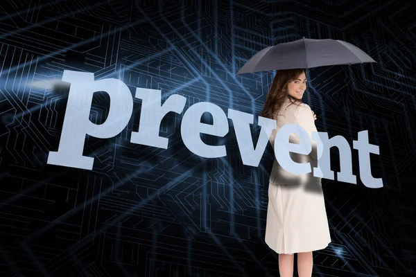 Businesswoman behind the word prevent — Stock Photo, Image