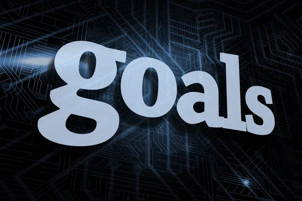 Goals against futuristic black and blue background — Stock Photo, Image