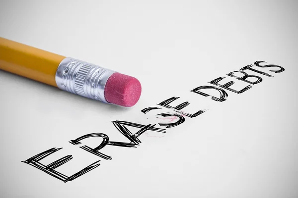 Erase debts against pencil with an eraser — Stock Photo, Image