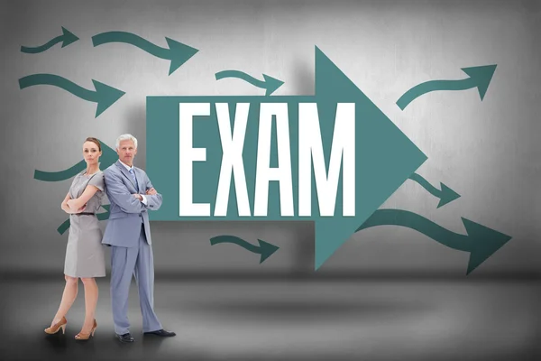 Exam against arrows pointing — Stock Photo, Image