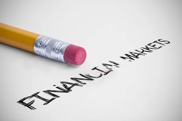 Financial markets against pencil with an eraser — Stock Photo, Image