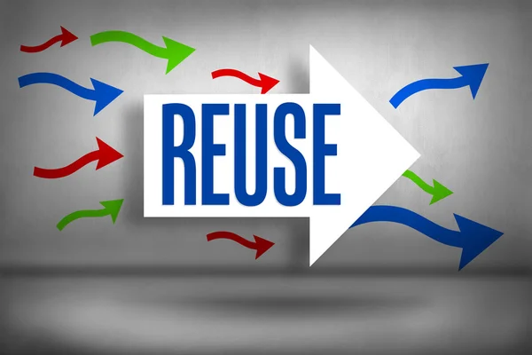 Reuse - against arrows pointing — Stock Photo, Image