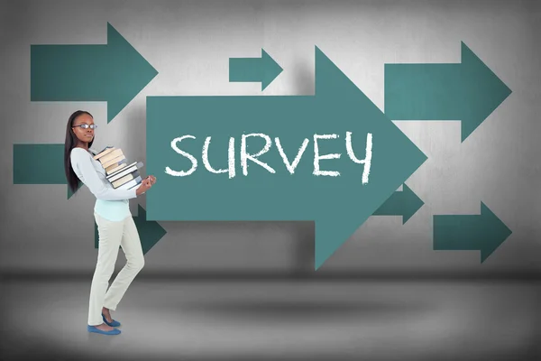 Survey against blue arrows pointing — Stock Photo, Image