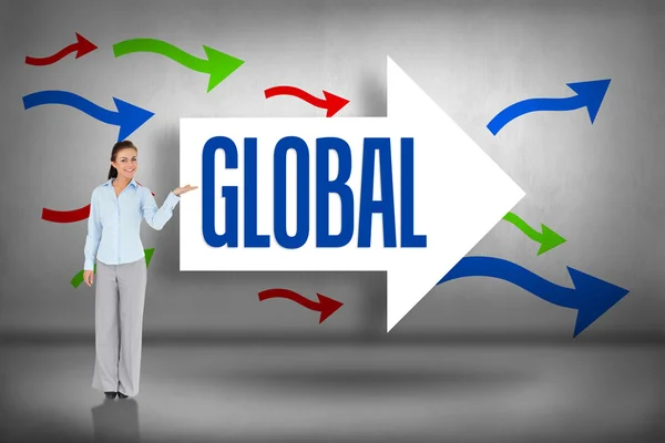 Global against arrows pointing — Stock Photo, Image