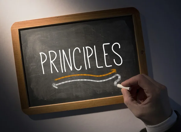 Hand writing Principles on chalkboard — Stock Photo, Image