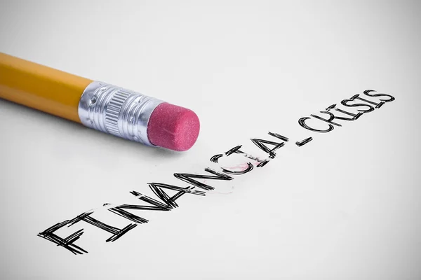 Financial crisis against pencil with an eraser — Stock Photo, Image