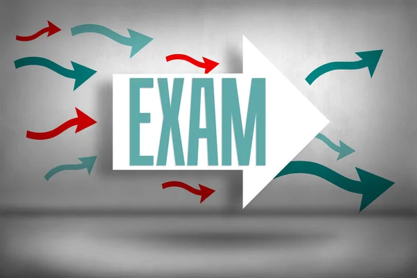 Exam - against arrows pointing — Stock Photo, Image