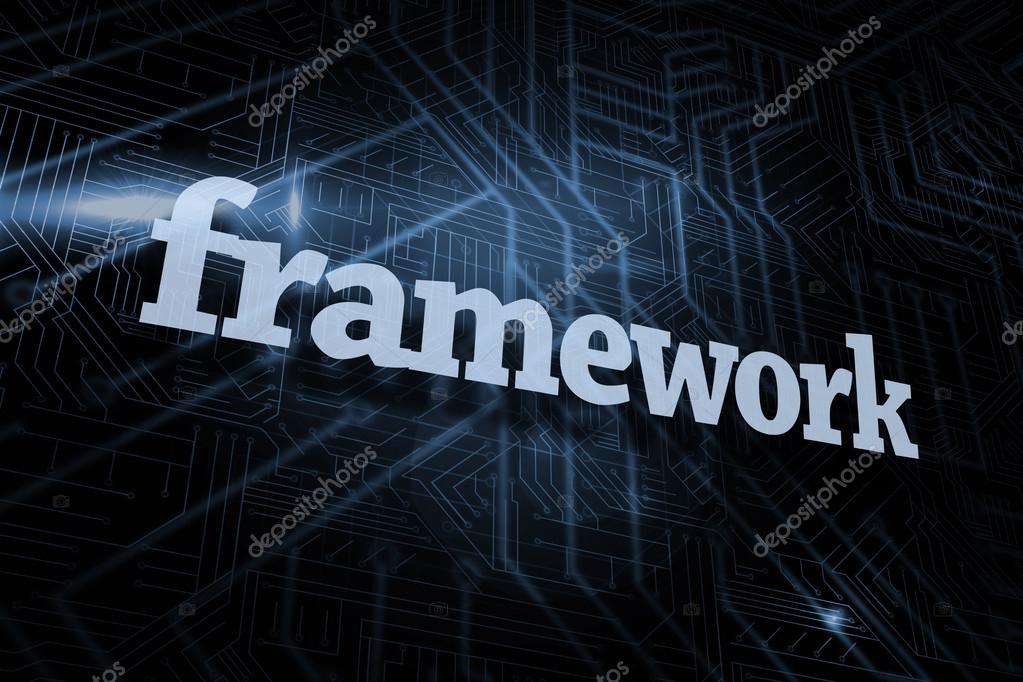 Framework against futuristic black and blue background — Stock Photo ...