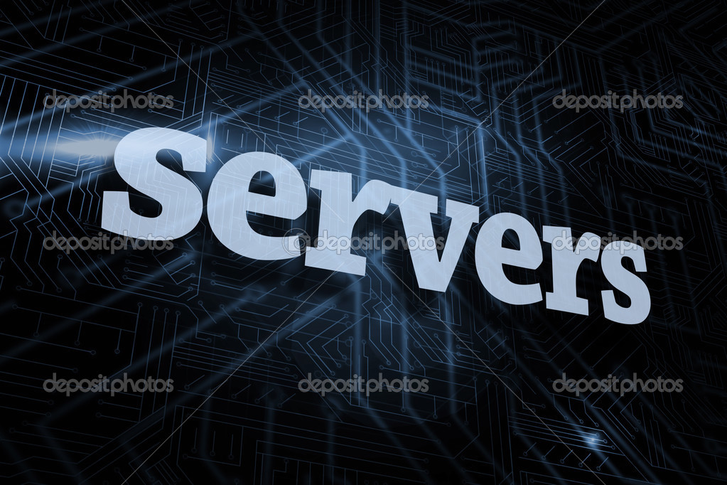 Servers against futuristic black background — Stock Photo