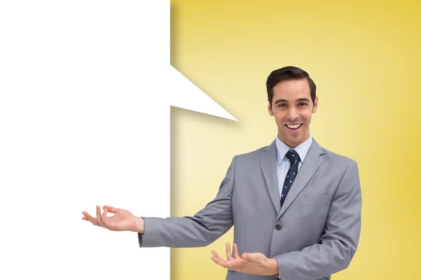 Businessman with speech bubble — Stock Photo, Image