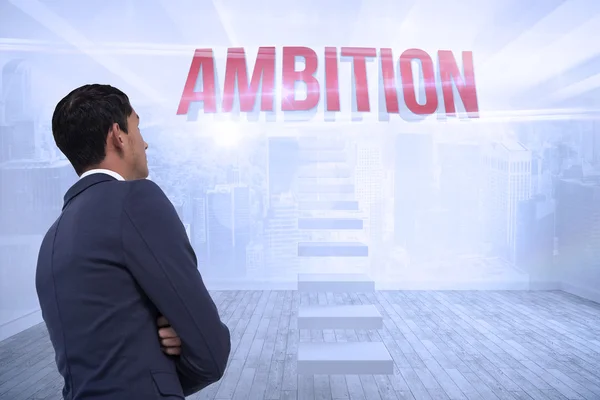 Ambition against city scene in a room — Stock Photo, Image