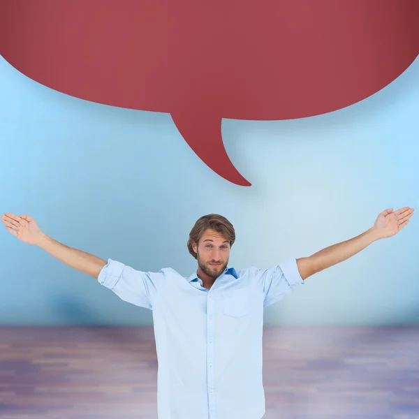 Handsome man raising hands — Stock Photo, Image