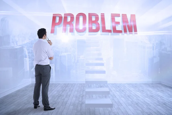 Problem against city scene in a room — Stock Photo, Image
