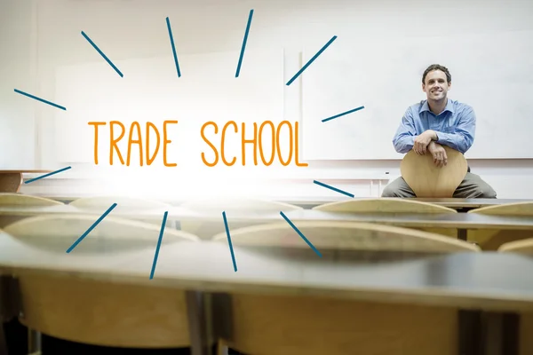 Trade school against lecturer sitting in lecture hall
