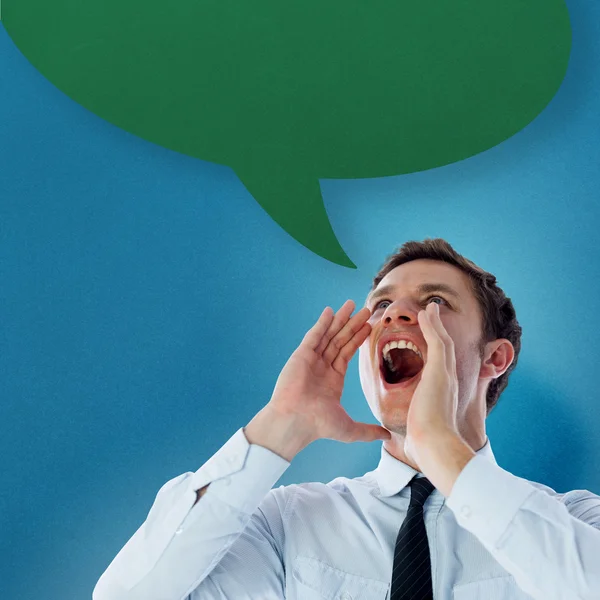 Empresario gritando con la burbuja del habla — Foto de Stock