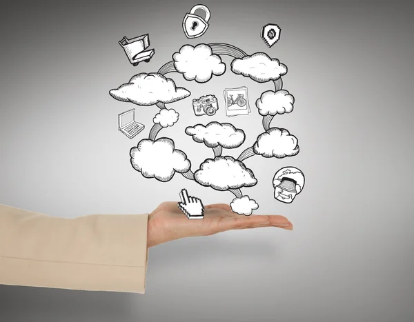 Hand presenting cloud computing graphic — Stock Photo, Image