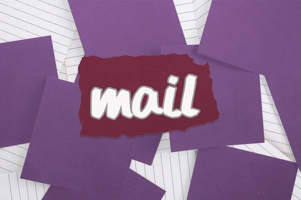 Mail ellen lila papírt szétszórva, mint jegyzék — Stock Fotó