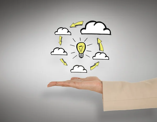 Mano femminile che presenta cloud computing — Foto Stock