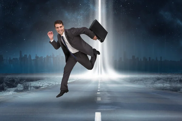 Cheerful businessman in a hurry — Stock Photo, Image