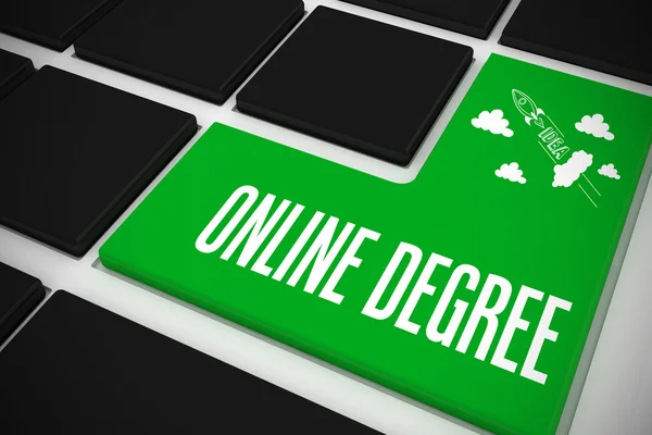 Online degree on black keyboard — Stock Photo, Image