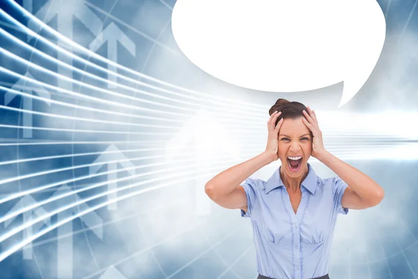 Businessswoman with speech bubble — Stock Photo, Image
