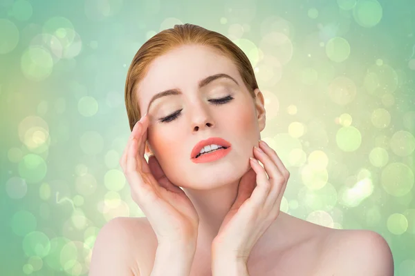 Redhead posing with hands — Stock Photo, Image