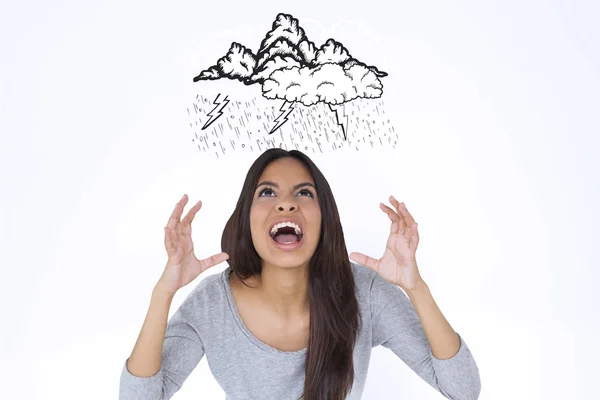 Angry brunette shouting — Stock Photo, Image