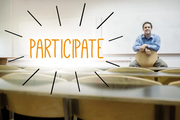 Participate against lecturer sitting in lecture hall — Stock Photo, Image