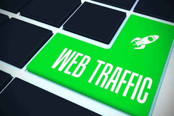 Web traffic on black keyboard — Stock Photo, Image