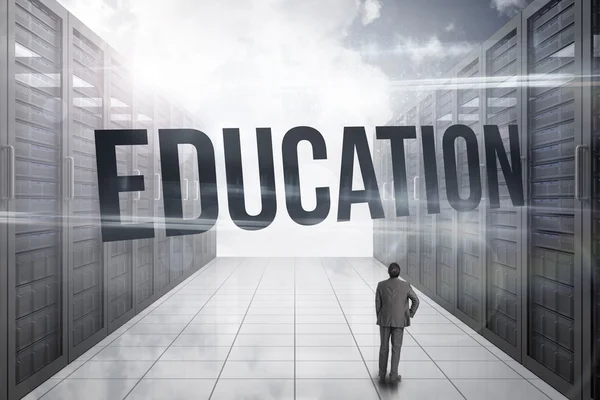 Education against server hallway in the sky — Stock Photo, Image