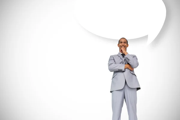 Businessman with speech bubble — Stock Photo, Image