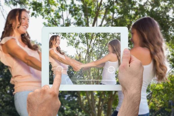 Hand holding tablet pc — Stock Photo, Image