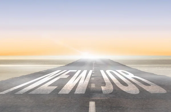 New job against road leading out to the horizon — Stock Photo, Image