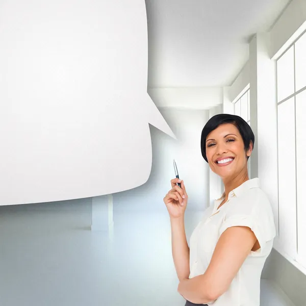 Businesswoman with speech bubble — Stock Photo, Image