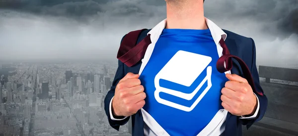 Businessman opening his shirt superhero style — Stock Photo, Image