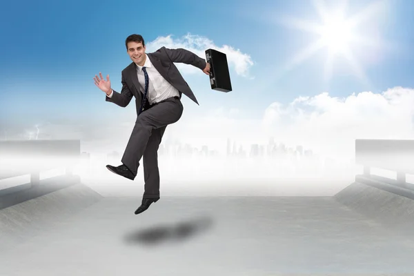 Smiling businessman in a hurry — Stock Photo, Image