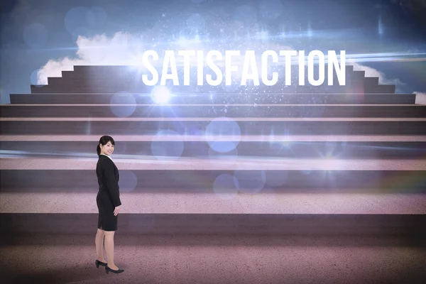 Satisfaction against steps against blue sky — Stock Photo, Image